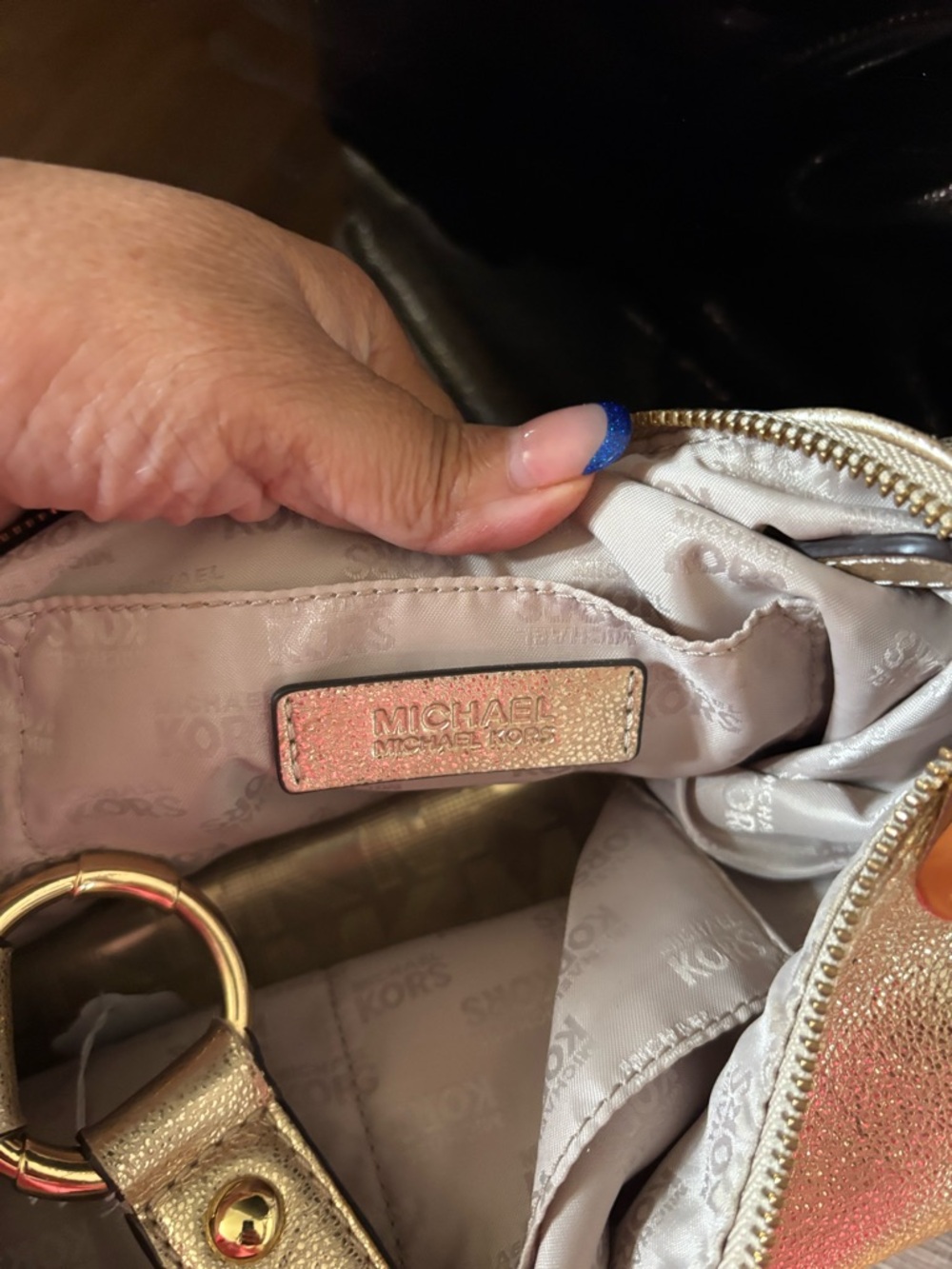 Michael Kors Metallic Gold Hobo Shoulder Bag - Picture 12 of 16